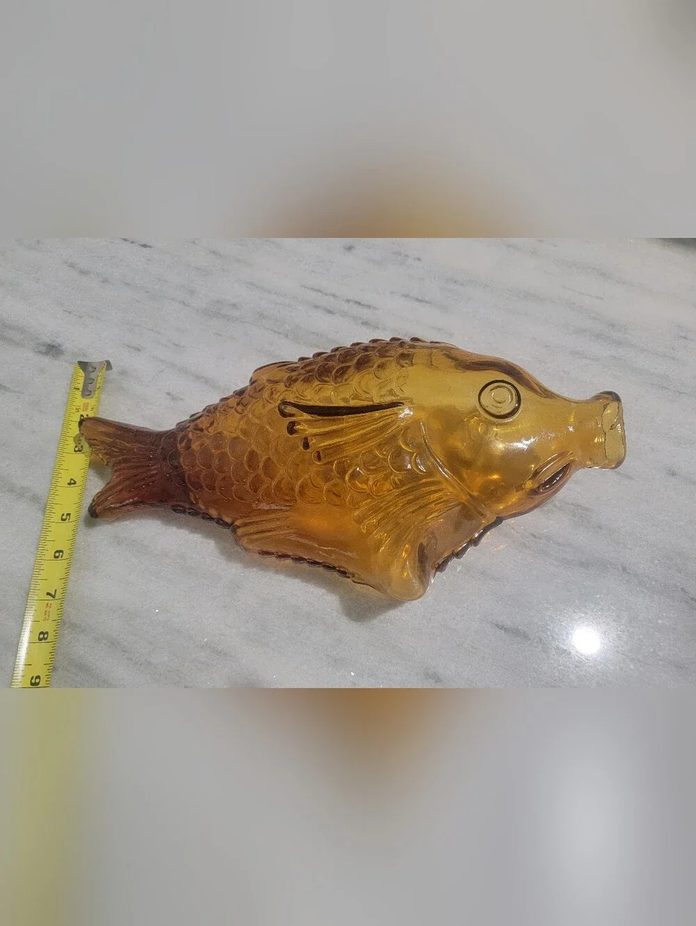 Amber Glass Fish Ornament  Decorative Accent